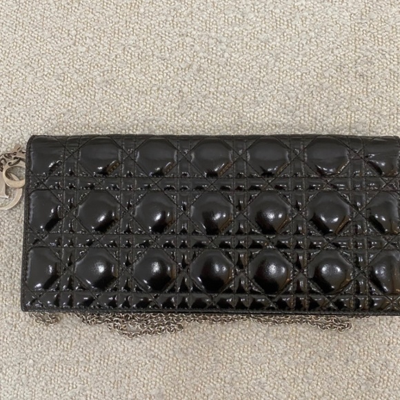 Authentic Pre-Owned Dior Lady Dior Patent Cannage Pouch on Chain Vintage - Picture 2 of 16